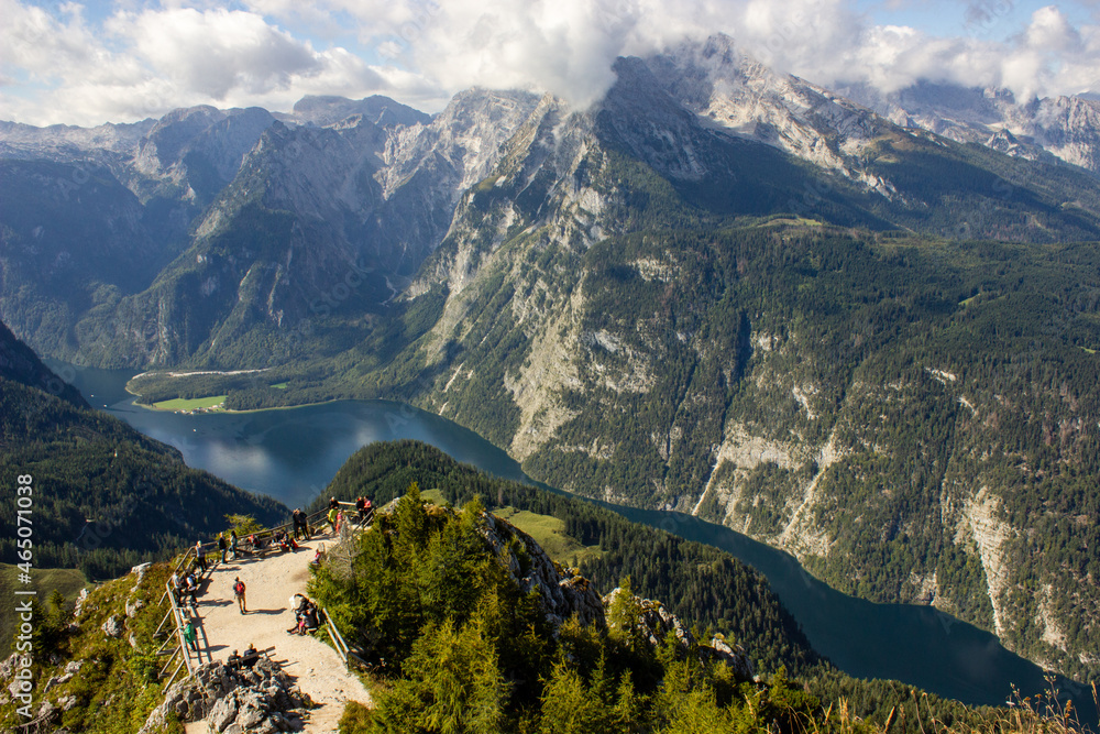 Viewpoint at Jenner Mountain with an amazing panoramic view of the Konigssee close to the border of Austria, Germany, Europe