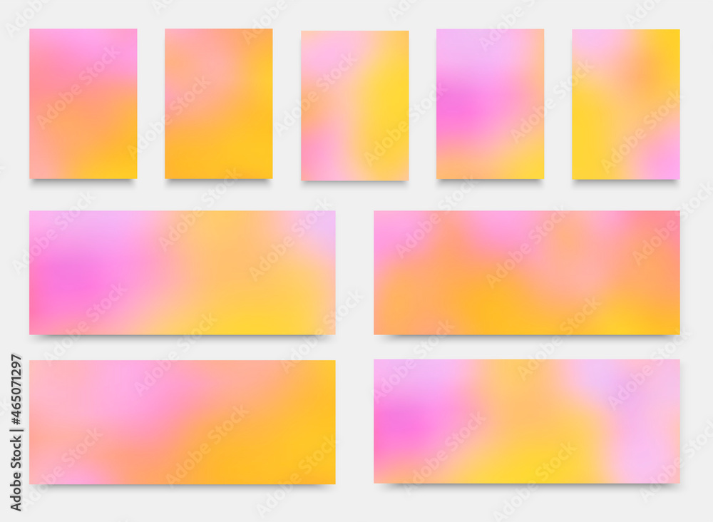 Set of abstract blurred backgrounds for covers, posters, flyers, cards, invitations, banners. Vector illustrations