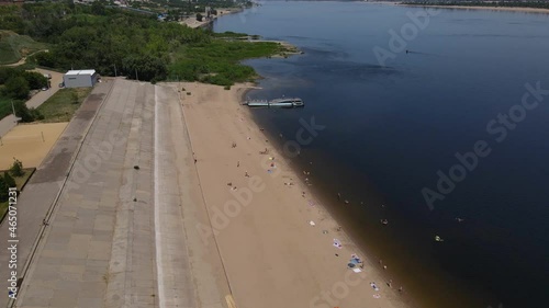 Wallpaper Mural Top view of the beach on the banks of the Volga river. Russia - Volgograd. White sand, beautiful beach, Rest on the river Torontodigital.ca