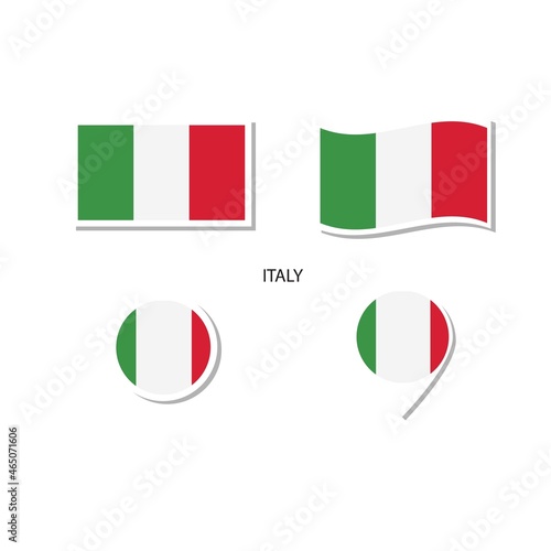 Italy flag logo icon set, rectangle flat icons, circular shape, marker with flags. Free Download Italy flag logo icon set, rectangle flat icons, circular shape, marker with flags. - GFXLoad