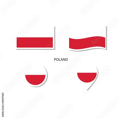 Free Download Poland flag logo icon set, rectangle flat icons, circular shape, marker with flags. - GFXLoad