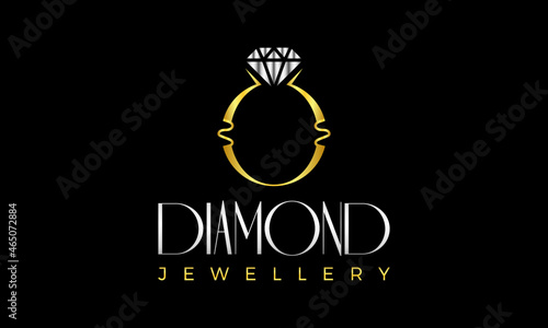 Diamond Ring Jewelry Logo Design Vector Icon Illustrations.