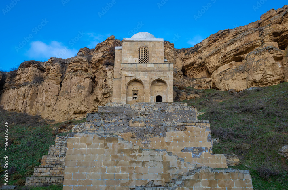 Medieval mausoleum of Sheikh Diri Baba close-up. Maraza, Azerbaijan