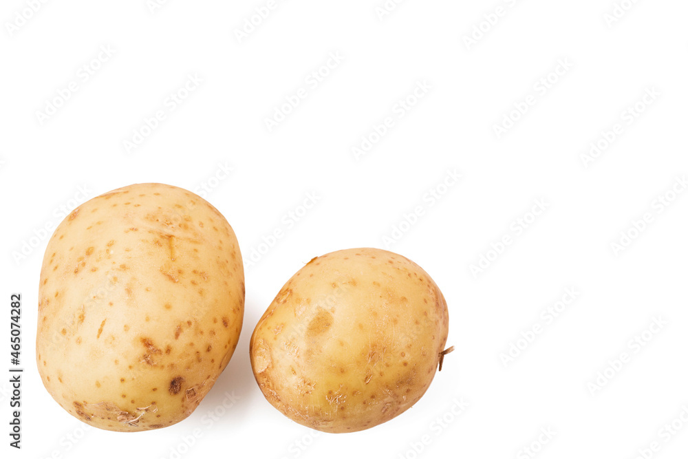 Close up view of yellow sort of potatoes isolated on white background. Close up view of yellow sort of potatoes isolated on white background.