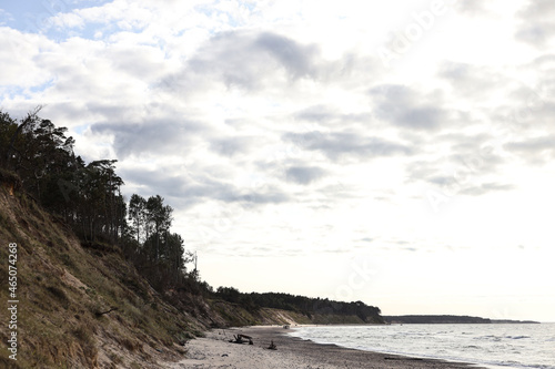 Nature landscape view with shoreline near Baltic sea.