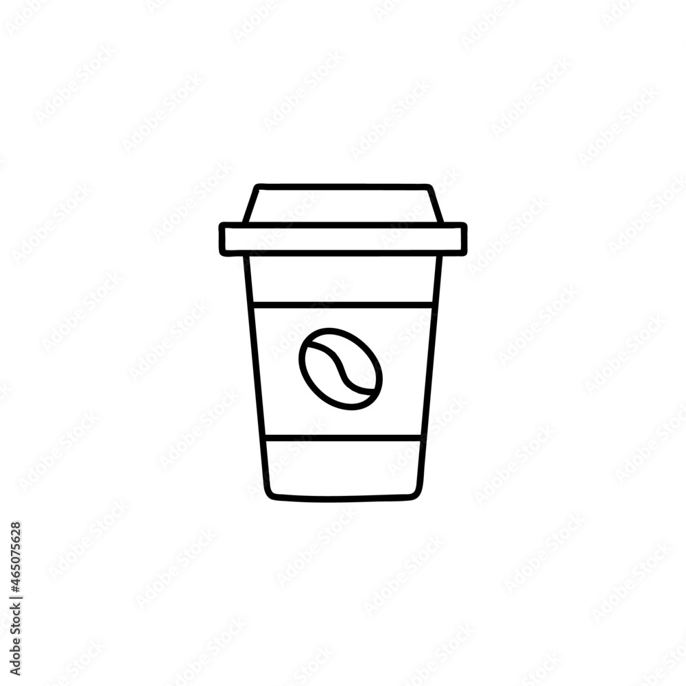 Takeaway Coffee cup icon in flat black line style, isolated on white Takeaway Coffee cup icon in flat black line style, isolated on white