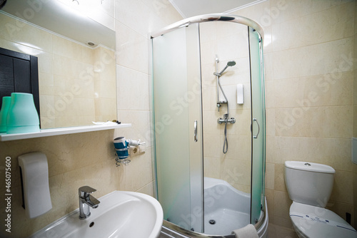 Classic typical bathroom in light interior