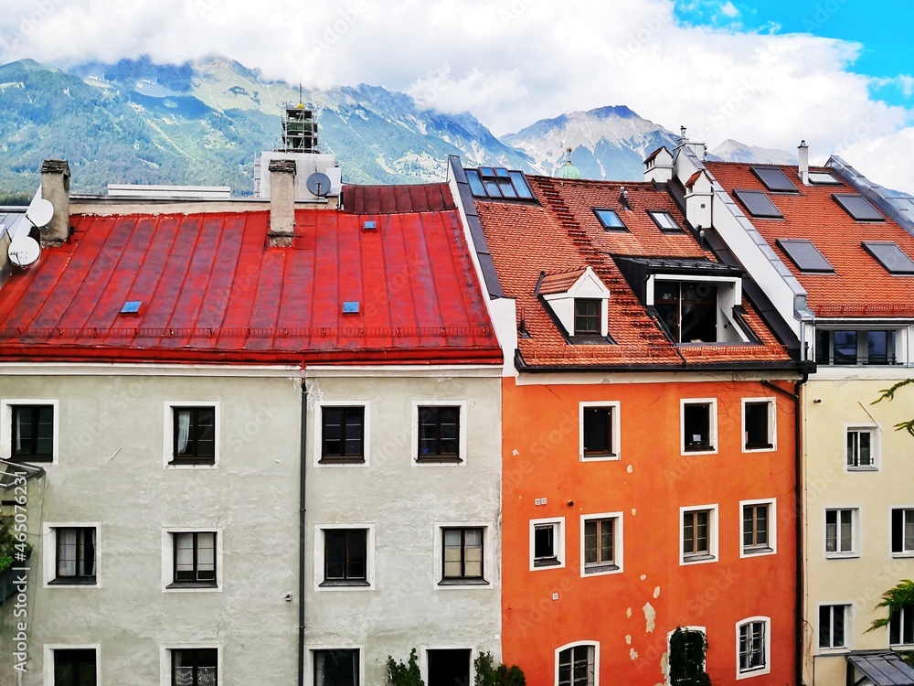 Street view of beautiful Austrian Innsbruck