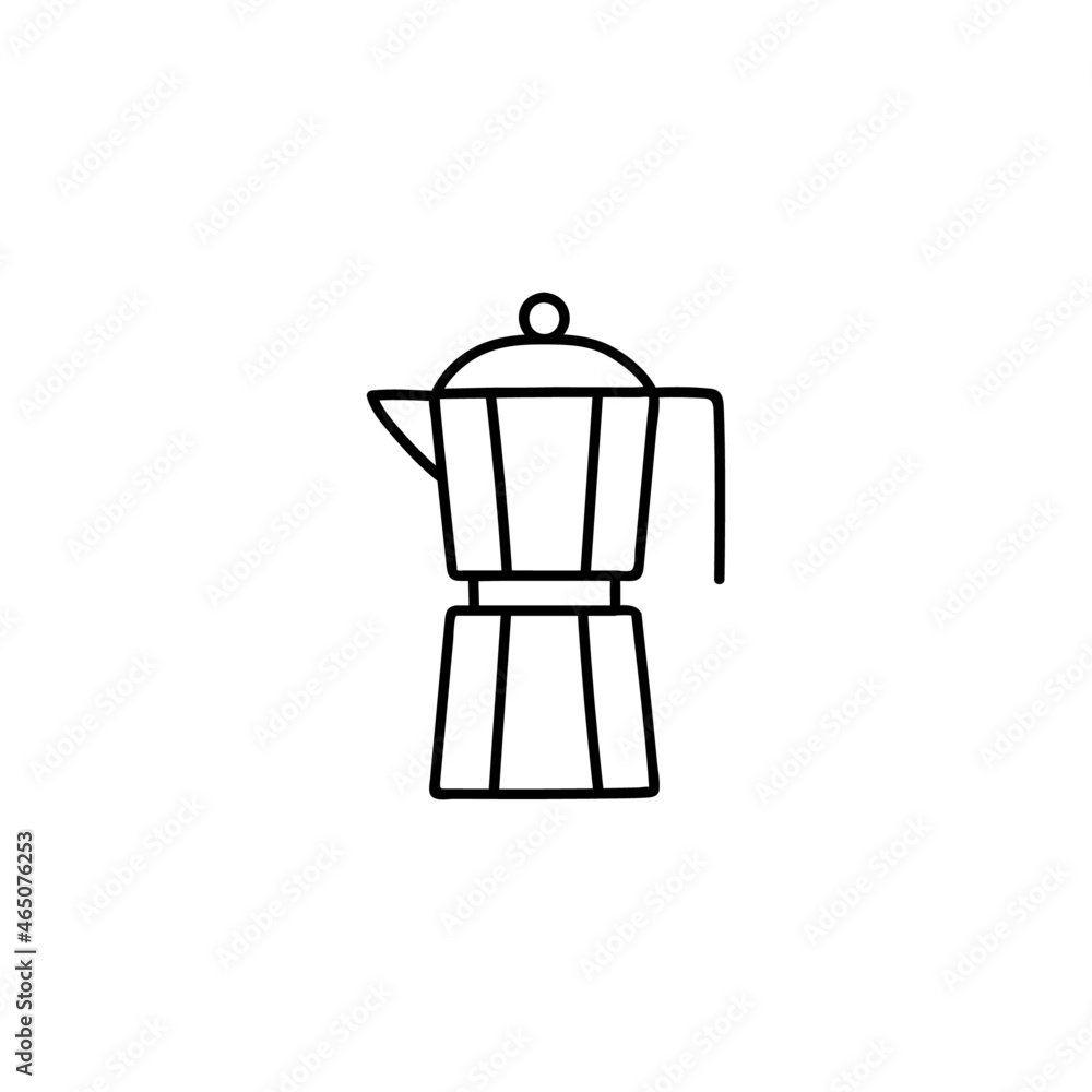 italian Coffee maker icon in flat black line style, isolated on white italian Coffee maker icon in flat black line style, isolated on white