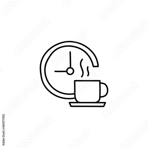 coffee time icon  in flat black line style  isolated on white 
