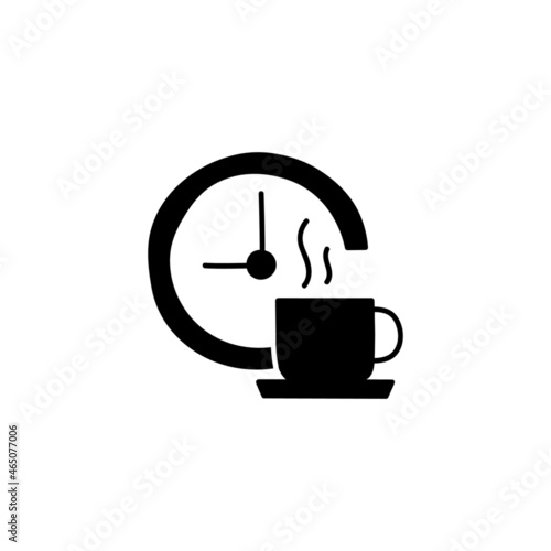 coffee time icon in solid black flat shape glyph icon, isolated on white background 