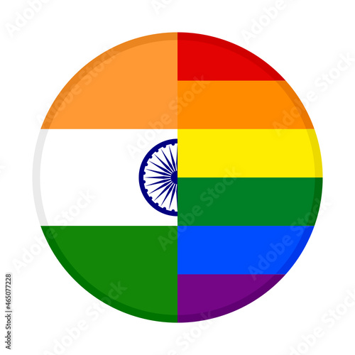  round icon with india and rainbow flags. vector illustration isolated on white background