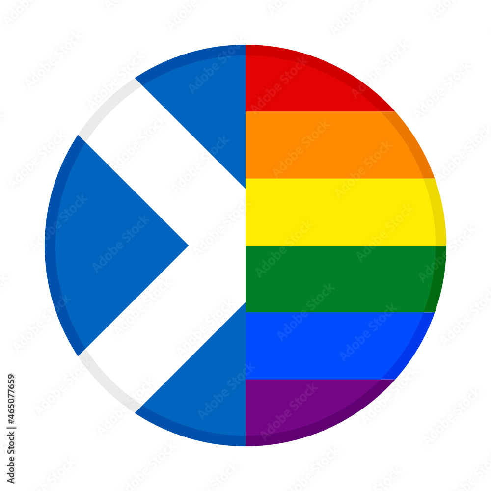  round icon with scotland and rainbow flags. vector illustration isolated on white background