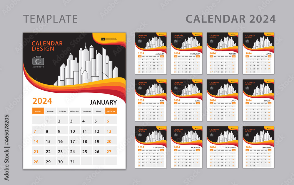 Set Desk Calendar 2025 template, Wall calendar 2025 design can be place