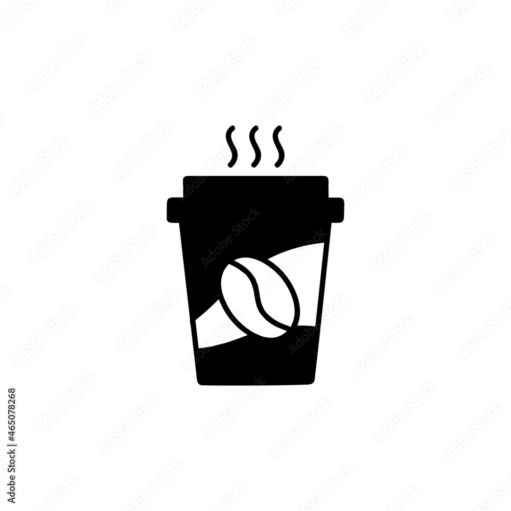 Takeaway Coffee cup icon in solid black flat shape glyph icon, isolated on white background Takeaway Coffee cup icon in solid black flat shape glyph icon, isolated on white background