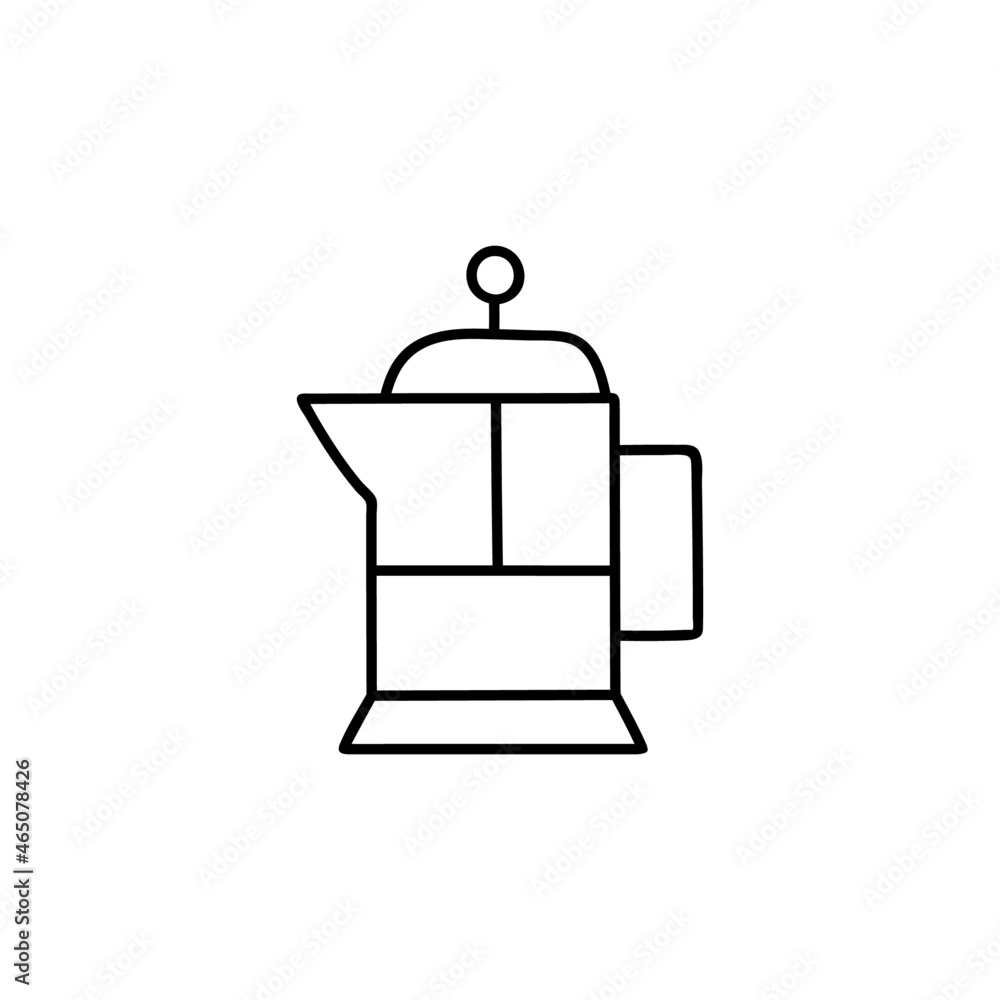 italian Coffee maker icon in flat black line style, isolated on white italian Coffee maker icon in flat black line style, isolated on white