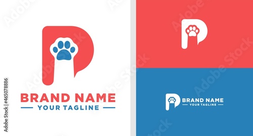 LETTER P LOGO PAW NEGATIVE SPACE SIMPLE EDITABLE