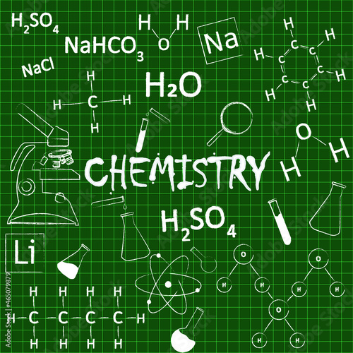 chemistry backround,formulas on blackboard