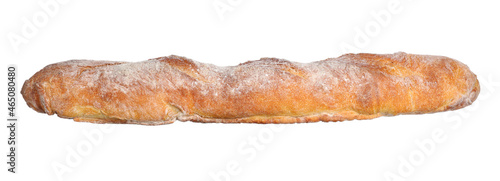 Crispy French baguette isolated on white. Fresh bread