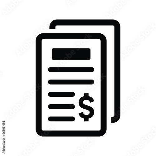Agreement, contract, dollar icon. Black vector graphics. © Dhiman