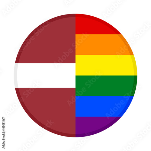 Free Download  round icon with latvia and rainbow flags. vector illustration isolated on white background - GFXLoad