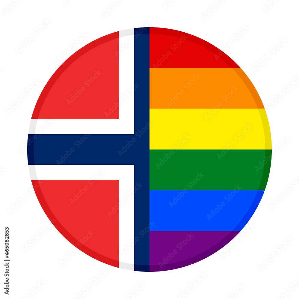 round icon with norway and rainbow flags. vector illustration isolated on white background round icon with norway and rainbow flags. vector illustration isolated on white background