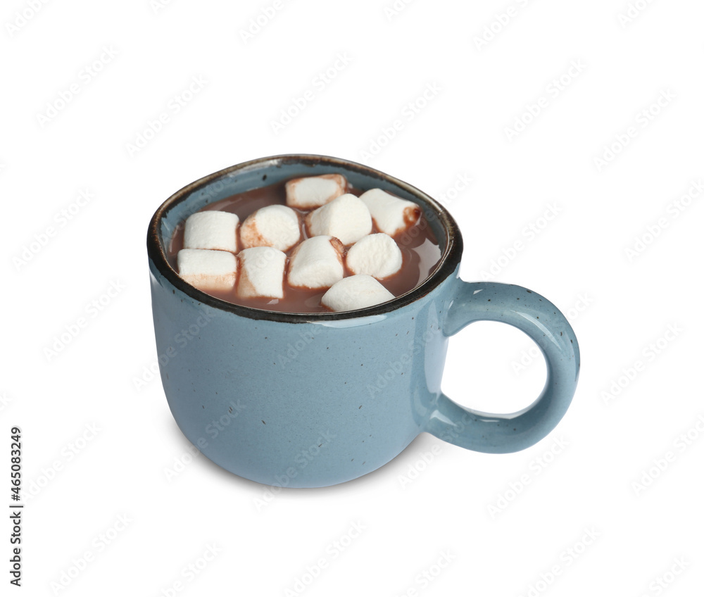 Cup of delicious hot chocolate with marshmallows isolated on white Cup of delicious hot chocolate with marshmallows isolated on white