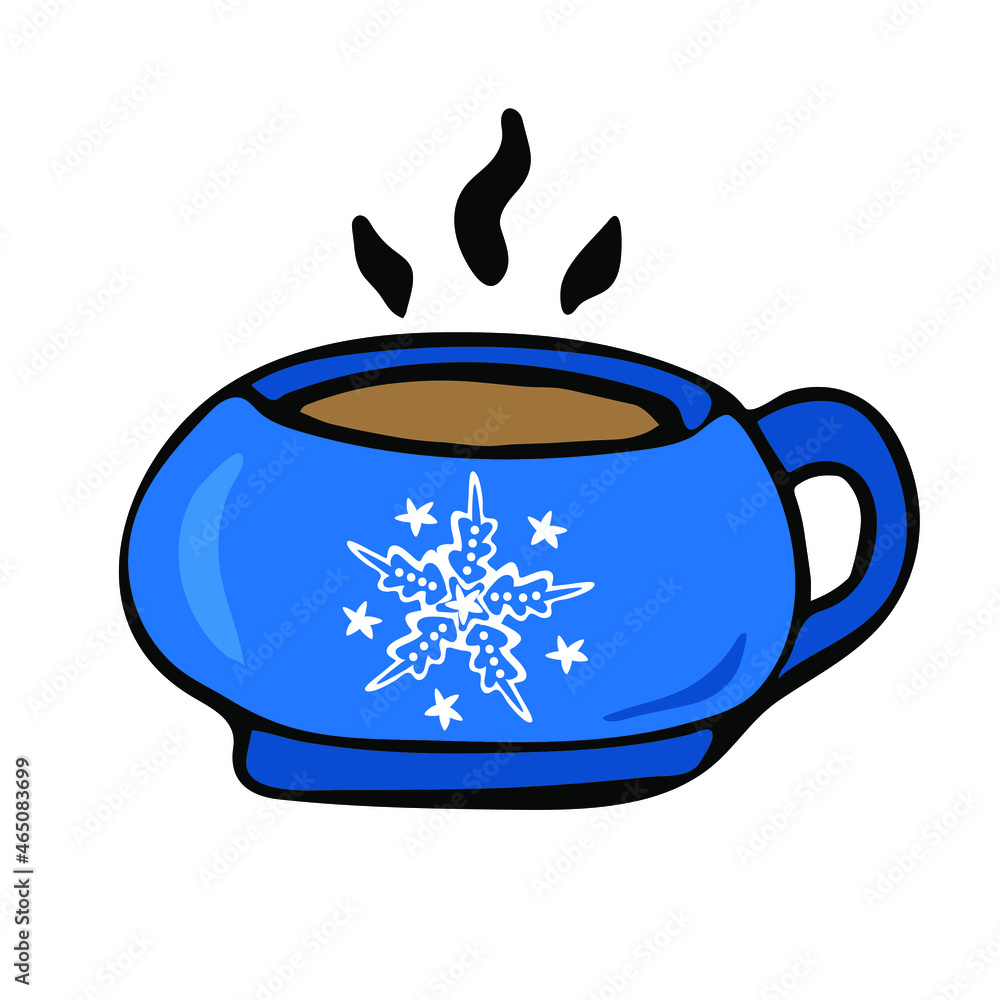 Cup of hot drink in doodle style. Coffee or tea. Winter vector illustration isolated on white background. Cup of hot drink in doodle style. Coffee or tea. Winter vector illustration isolated on white background.