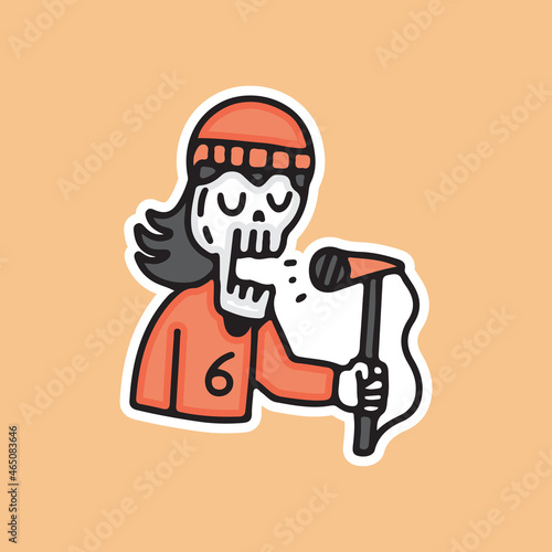 Skull in beanie hat singing in hype style. illustration for t shirt  poster  logo  sticker  or apparel merchandise.