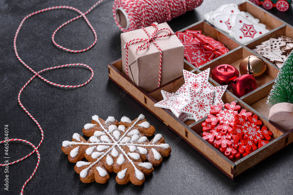 Christmas decorations for Christmas trees and gingerbread Christmas decorations for Christmas trees and gingerbread