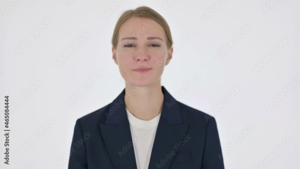 Young Businesswoman Yawning on White Background Young Businesswoman Yawning on White Background