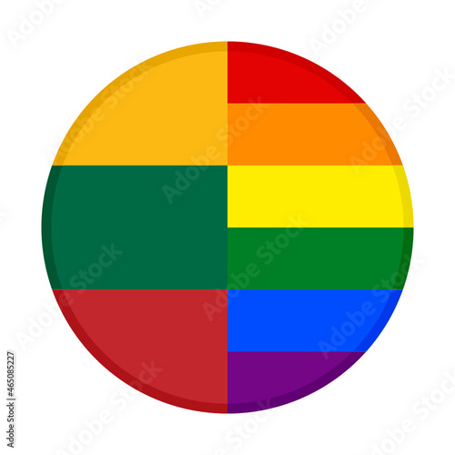 round icon with lithuania and rainbow flags. vector illustration isolated on white background