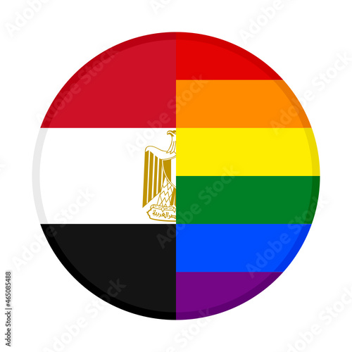 round icon with egypt and rainbow flags. vector illustration isolated on white background