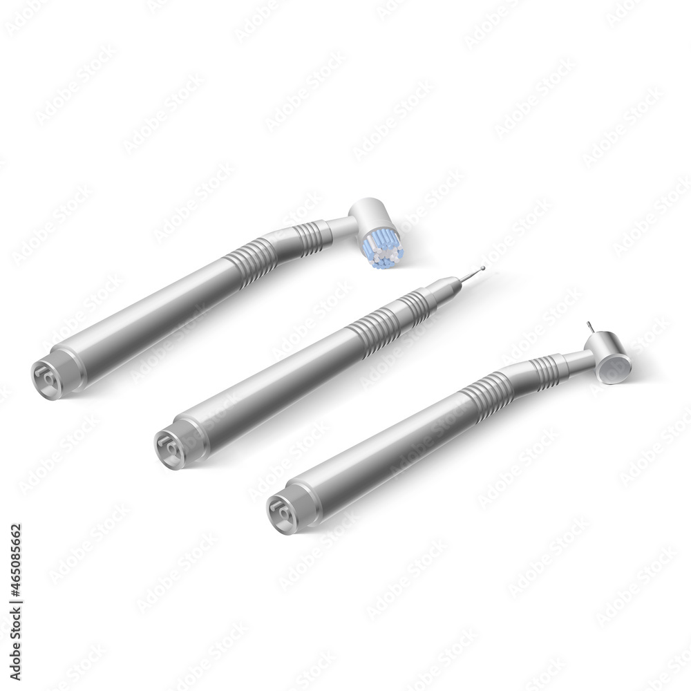 Dentist Instruments and Tools Laid Out on White Background. A set of Metal Medical Equipment for Teeth Dental Care. Dental Hygiene and Healthcare Concept Dentist Instruments and Tools Laid Out on White Background. A set of Metal Medical Equipment for Teeth Dental Care. Dental Hygiene and Healthcare Concept
