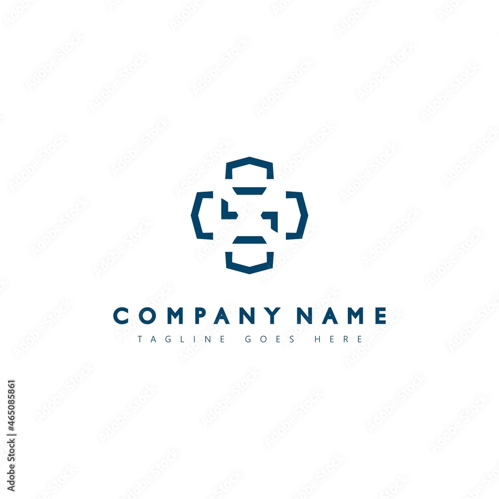 Initials Letter S with Cross linked overlapping Logo vector with letter S in the middle center of letter S Cross shape icon in blue deep color illustration