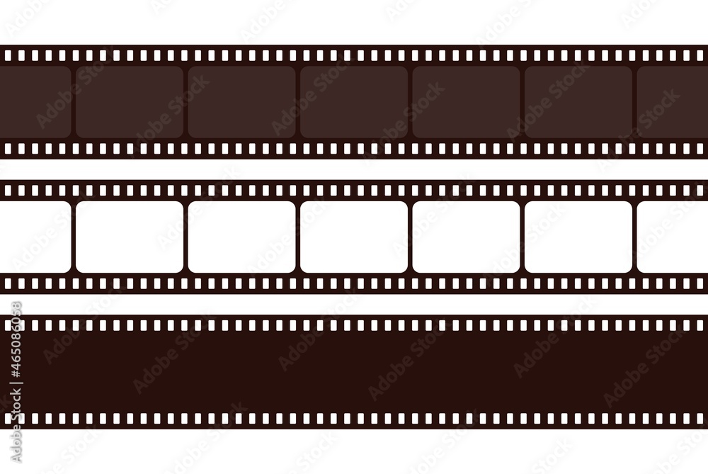 Film roll strip. Old retro 35mm photo camera frame slide, filmstrip negative roll, photography coil. Vector illustration Film roll strip. Old retro 35mm photo camera frame slide, filmstrip negative roll, photography coil. Vector illustration