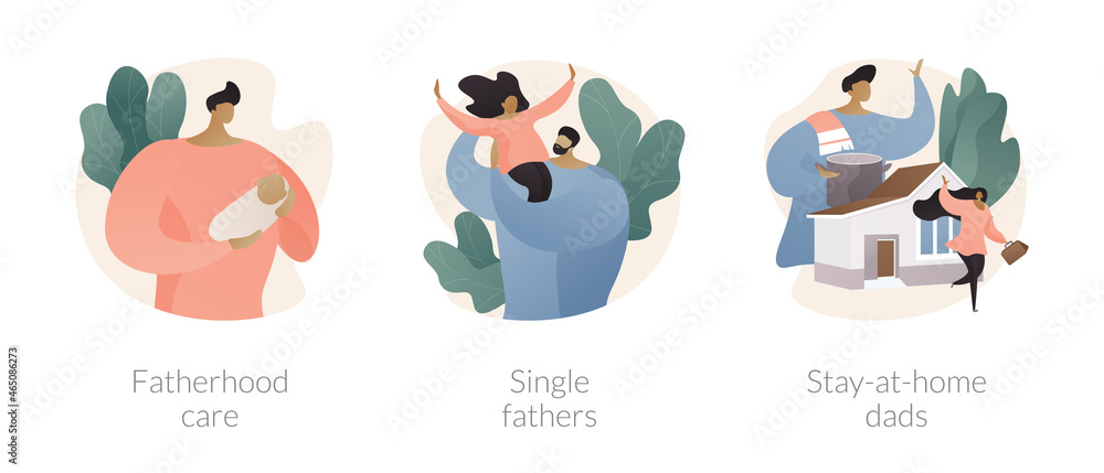 Fathers role abstract concept vector illustrations.