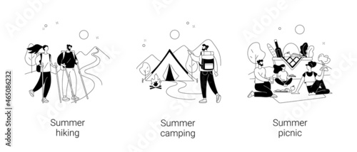 Vacation activities abstract concept vector illustrations.