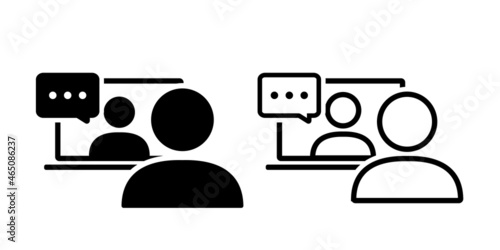 Online conference, webinar icon. Video call, discussion, online learning, Illustration vector