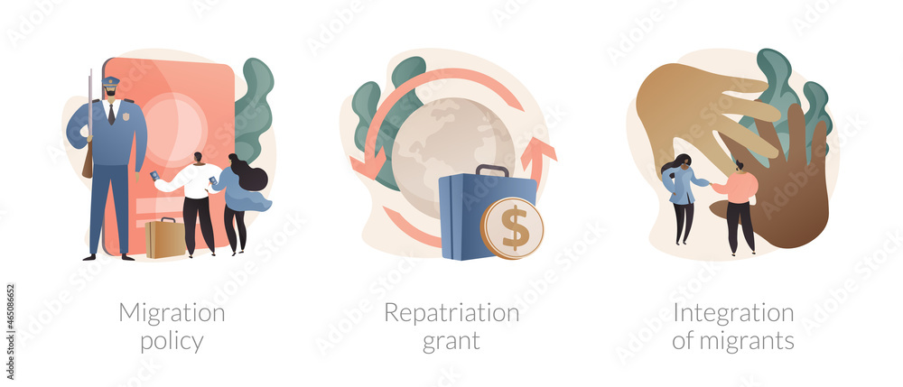 Peoples resettling abstract concept vector illustrations.