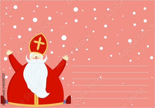 Cute postcard for Saint Nicholas Sinterklaas - greeting card or banner. Vector illustration of St. Nicholas Day