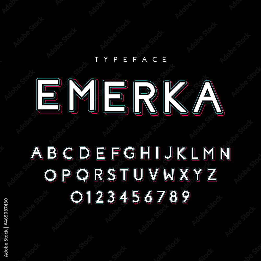 Obraz premium Glitch typeface font design vector