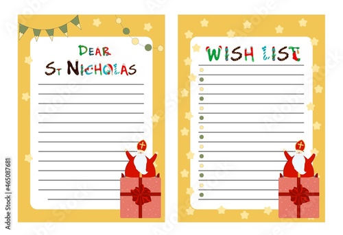 Saint Nicholas celebrating the holidays - isolated. Letter to Saint Nicholas. Winter holidays