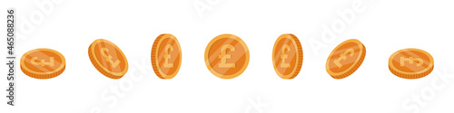 Pound coins. Rotation of icons at different angles for animation. Vector illustration
