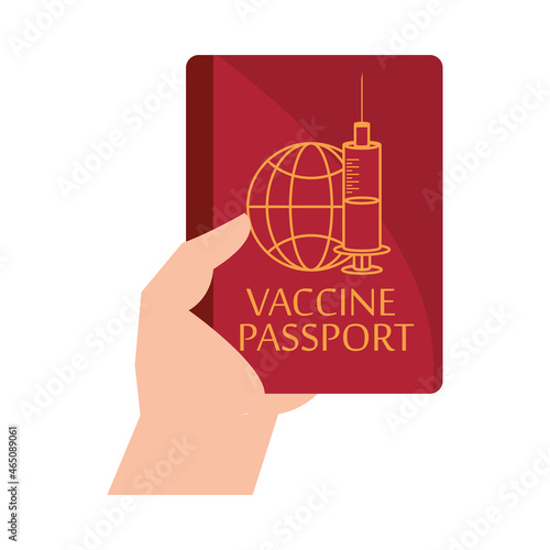 hand with vaccine passport