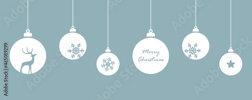 merry christmas card with hanging ball decoratoin