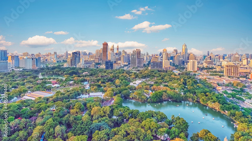 Photography Bangkok city aerial view in the daytime, Thailand