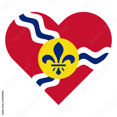 heart symbol icon with saint louis flag isolated on white background	