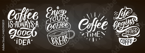 Coffee time. Lettering, coffee to go cup. Modern calligraphy coffee quote. Hand sketched inspirational quote. Poster, banner, postcard, card lettering typography template for restaurant, coffee shop