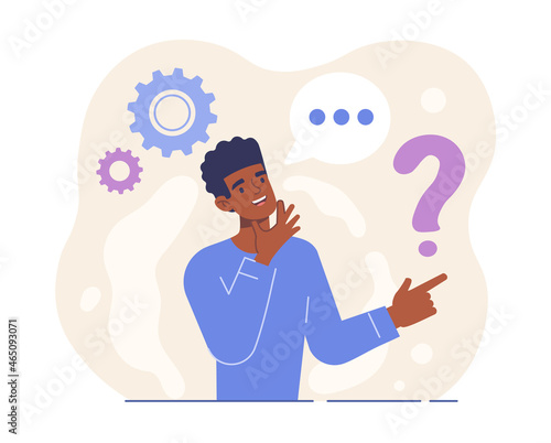 Man with question mark.